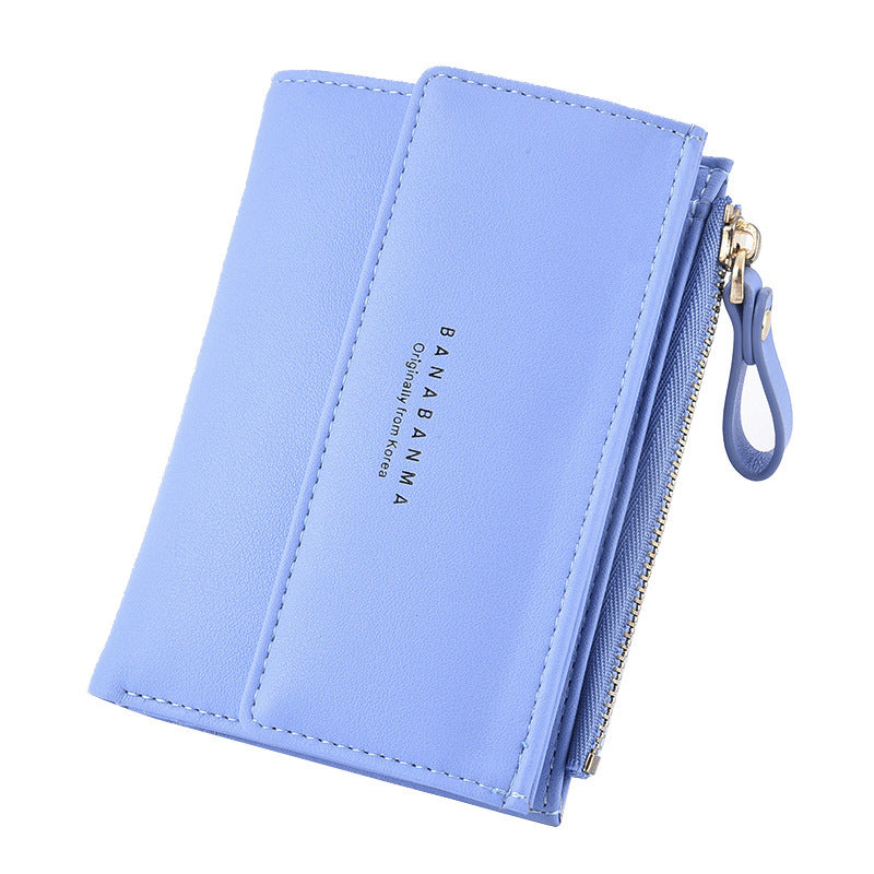 Banabanma New Women's Wallet Japanese And Korean Buckle Simple Multi-card Slot Two-fold Coin Purse Multi-functional Card Holder