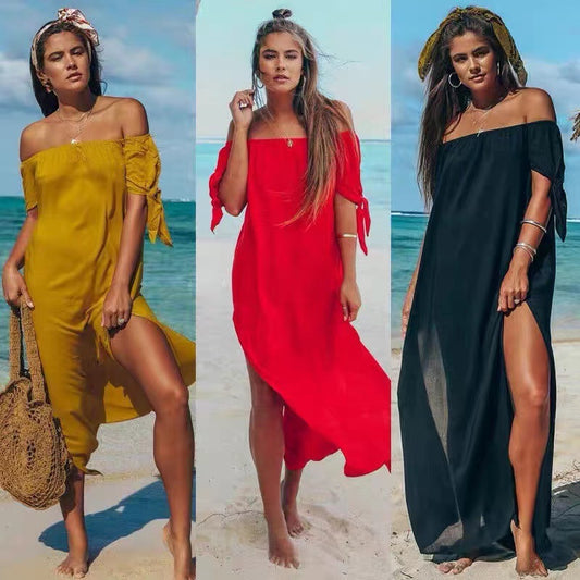 Women's Beachwear Long Top Off Shoulder Bikini Dress